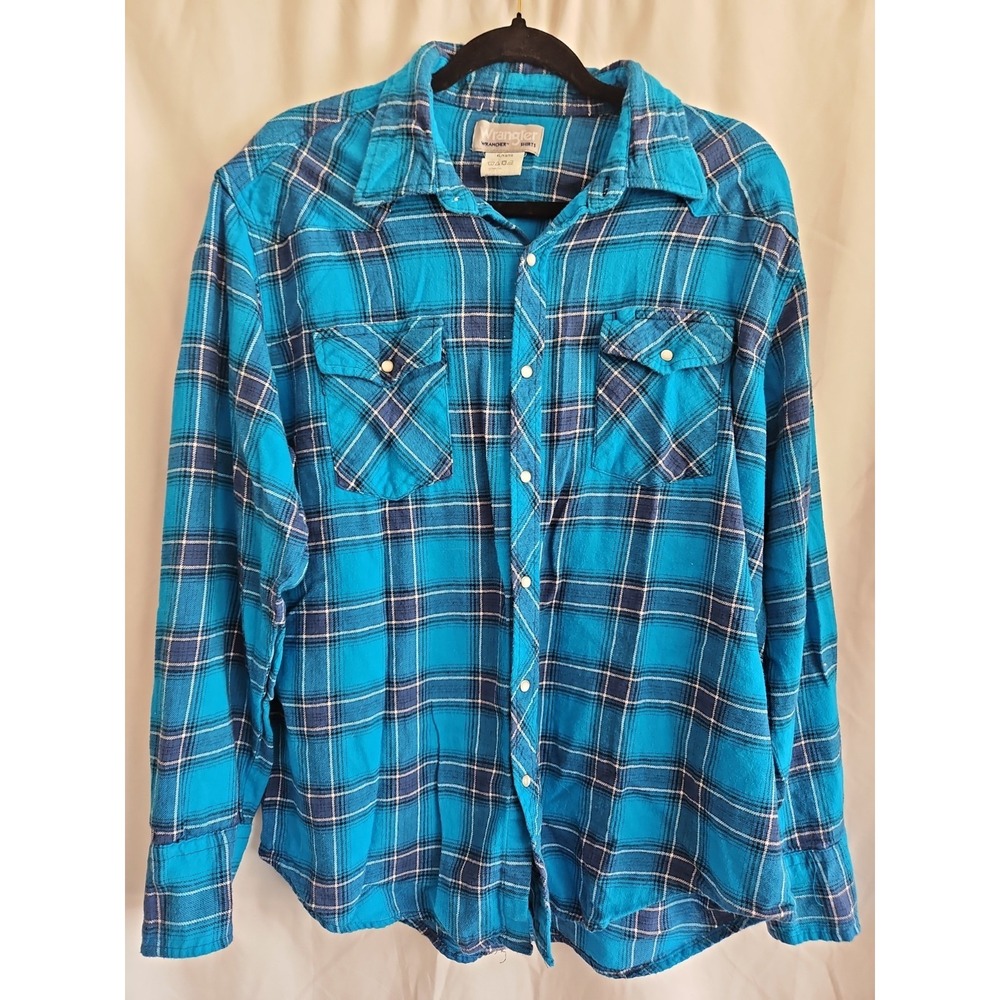 Wrangler Long Sleeve Flannel Shirts Size XL Snaps